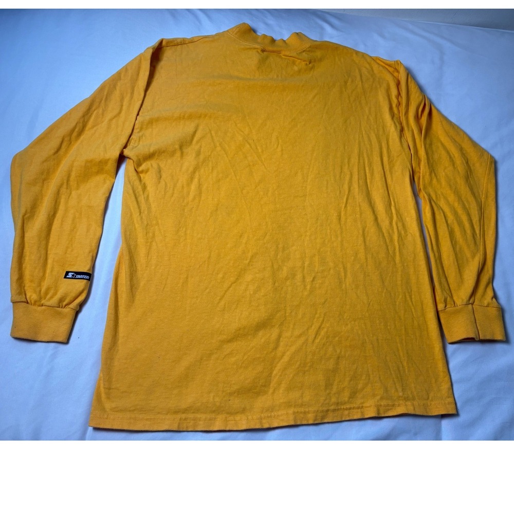 Starter Long Sleeve T-Shirt Mens Medium Yellow Excellent Embroidered Logo Cotton - Picture 2 of 11